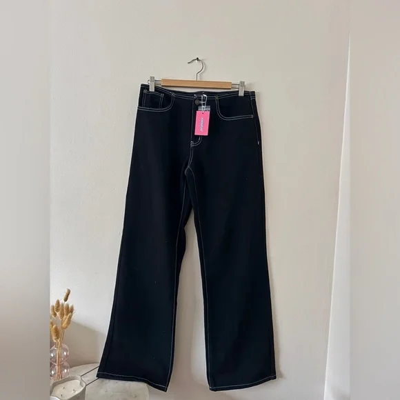 Edikted Contrast Stitch Low Rise Wide - Picture 4 of 6